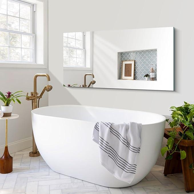 CILIBER Frameless Mirror, 24x48 Inch Large Bathroom Mirrors for Wall Over Sink, Upgraded Shatterproof Vanity Mirror with Polished Edge for Bathroom,Bedroom,Living Room and Entryway - ModernBath