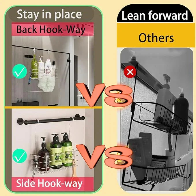 Seltomer 2pcs Single-Layer Hanging Shower Caddy, Rustproof Shelves Rack with Rotatable Hook bar, Large Capacity Bathroom Organizers and Storage, No Drilling Shampoo Bracket - ModernBath