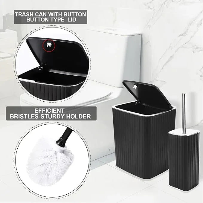 XLHOMO Bathroom Accessories Set - 25PC Black Bathroom Set, Bathroom Set with Shower Curtain and Rugs, Black Shower Curtain Set & Bathroom Rugs - ModernBath