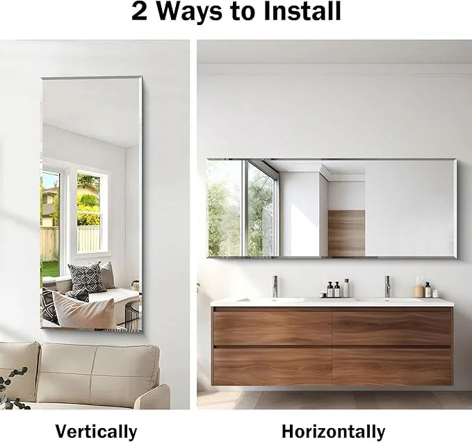 CILIBER Beveled Mirror, 24x60 Large Frameless Beveled Bathroom Mirrors for Wall, Upgraded Shatterproof Rectangle Vanity Mirror with Beveled Edge for Bathroom, Bedroom, Living Room and Entryway - ModernBath