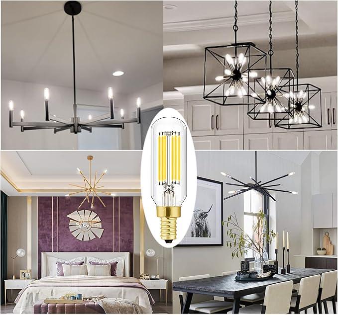 Leools Dimmable t6 led Bulb 60W Candelabra led 4000K Clear 600lm 6W e12 Edison Bulb Neutral White 12Pack - ModernBath