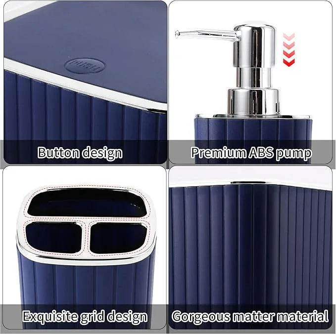 XLHOMO 26PC Bathroom Accessories Set - Gorgeous Blue Bathroom Set, Bathroom Accessory Set, Blue Shower Curtain Set with Bathtub Mats for Shower Tub - ModernBath