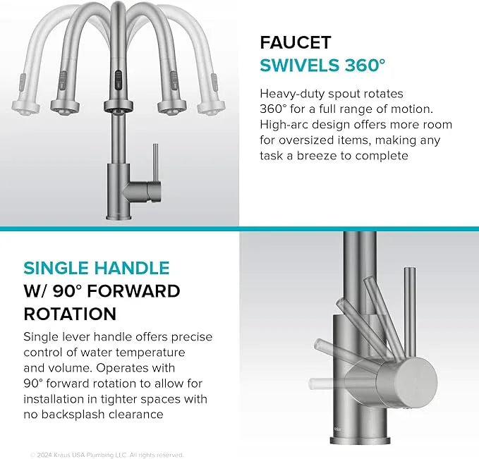 KRAUS Bolden 2-Function Single Handle Pull Down Kitchen Faucet in Matte Black, KPF-1616MB - ModernBath