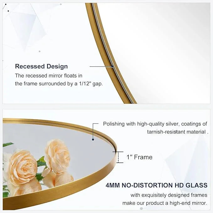 ANDY STAR Brushed Gold Bathroom Mirror, 48 x 30 Inch Oval Vanity Mirror, Brushed Brass Mirror for Wall in Stainless Steel Metal Frame 1’’ Deep Wall Mounted Horizontal/Vertical - ModernBath