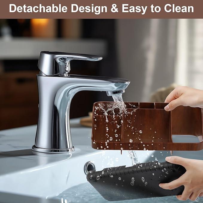 GFWARE Wood Toothbrush Holders for Bathrooms Countertop Organizer - Detachable 7 Slots Kid Bathroom Decor and Accessories, Wooden Bathroom Sink Storage Organization, Caddy, Tray, Brown - ModernBath