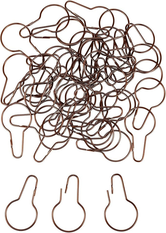 Queekay 100 Pieces Metal Shower Curtain Hooks Hanging Clips Metal Practical Shower Curtain Rings Hangers for Bathroom Bedroom Kitchen Home Applications(Bronze,2.7x1.5'')