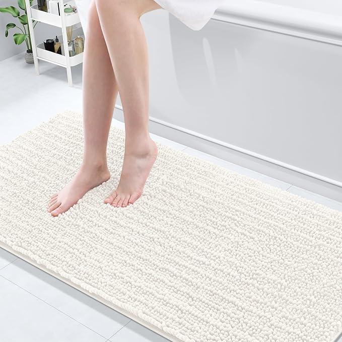 Arotive Luxury Chenille Bathroom Rug Mat, Extra Soft Thick Absorbent Shaggy Bath Rugs, Non-Slip Machine Wash Dry, Plush Bath Mats for Bathroom, Shower and Tub, 70x24, Ivory - ModernBath