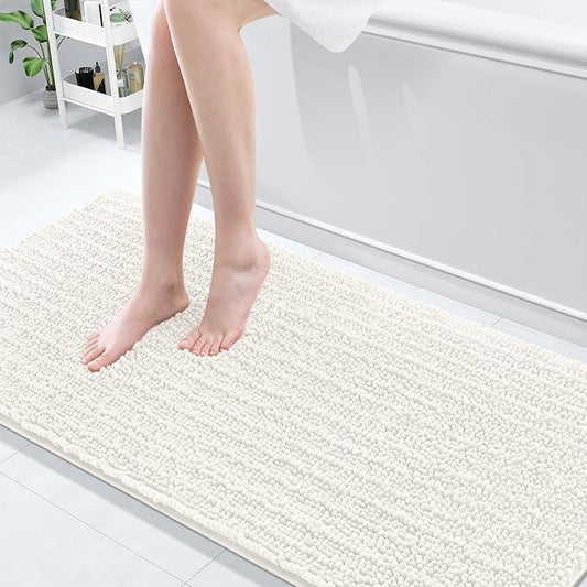 Arotive Luxury Chenille Bathroom Rug Mat, Extra Soft Thick Absorbent Shaggy Bath Rugs, Non-Slip Machine Wash Dry, Plush Bath Mats for Bathroom, Shower and Tub, 70x24, Ivory - ModernBath