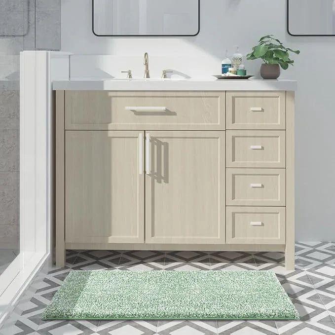 Yimobra Large Bathroom Rugs Non Slip Washable, Soft Absorbent Microfiber Bath Mat,Dual-Tone Decor Rug with Rubber Backing for Bathroom Floor,Tub and Shower,36x24,Home Essentials,Green and White - ModernBath