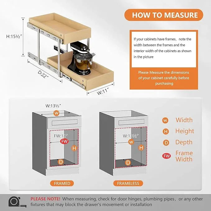 WelFurGeer 2-Tier Pull Out Cabinet Organizer with Soft Close Slides, Pull Out Drawers for Cabinets, Heavy-Duty Slide Out Drawers for Kitchen Cabinets, Under Sink, Pantry & Bathroom - ModernBath