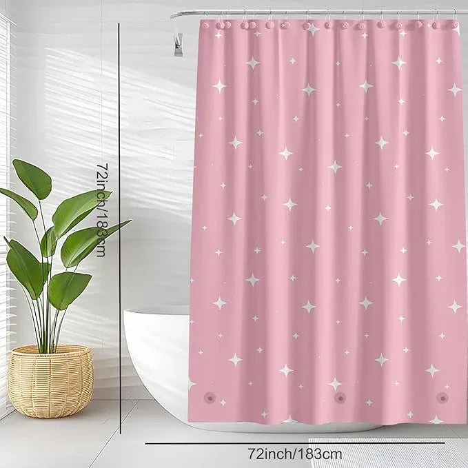 TIKABC Shower Curtain Liner, 4G PEVA Shower Liner, Plastic Waterproof Shower Curtains, with Grommet Holes and 3 Magnetic Weights(Dream Pink) - ModernBath
