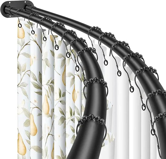 Anndason Double Curved Shower Curtain Rod 42 to 72 Inches Elegant Double Shower Curtain Rod Adjustable Wall Mounted Double Shower Curtain Pole for Bathroom (Black, 42 to 72") - ModernBath