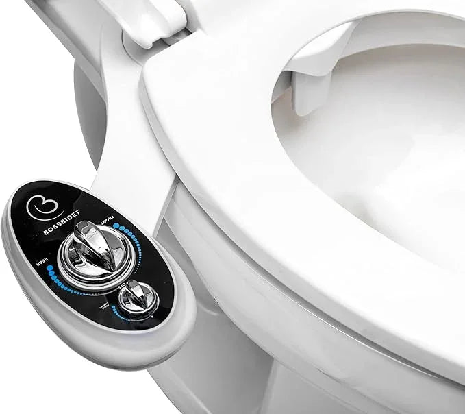 BossBidet, Luxury Bidet Toilet Seat Accessory - Water Sprayer Attachment to Clean Your Rear End. For Men, Women, Children - Non-Electric, Dual Nozzles, Aesthetic Design - Home & Bathroom Accessories - ModernBath