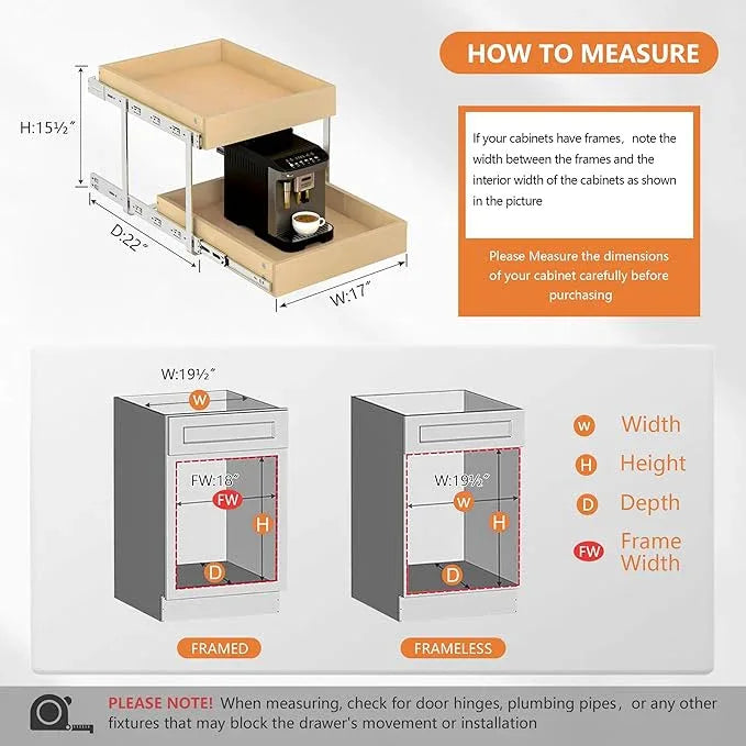 WelFurGeer 2-Tier Pull Out Cabinet Organizer with Soft Close Slides, Pull Out Drawers for Cabinets, Heavy-Duty Slide Out Drawers for Kitchen Cabinets, Under Sink, Pantry & Bathroom - ModernBath