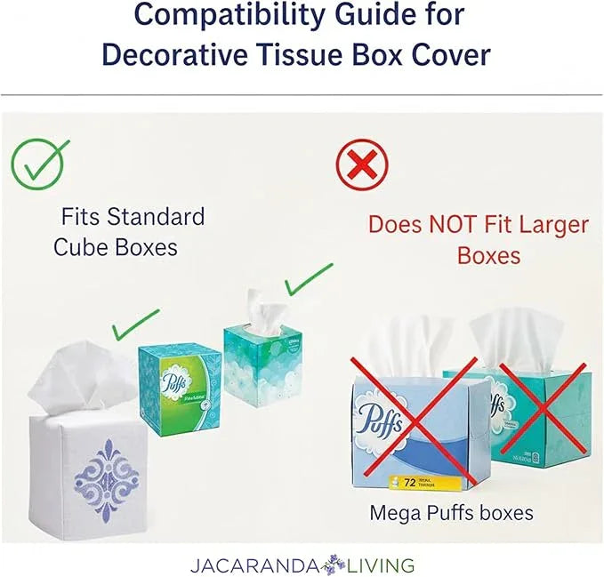 Jacaranda Living Square Tissue Box Cover, Linen/Cotton Fabric Tissue Holder, Decorative Cloth Tissue Cube Cover, Coastal Designs Crab (Blue) - ModernBath