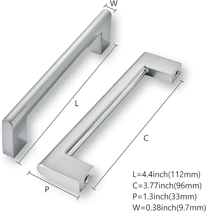 khtumeware 3-3/4 Inch Hole Center 6 Pack,Burshed Chrome Heavy Duty Solid Cabinet Pulls,Kitchen Drawer Handle, Hardware for Bathroom, Drawer, Cabinet, Door Cabinet - ModernBath
