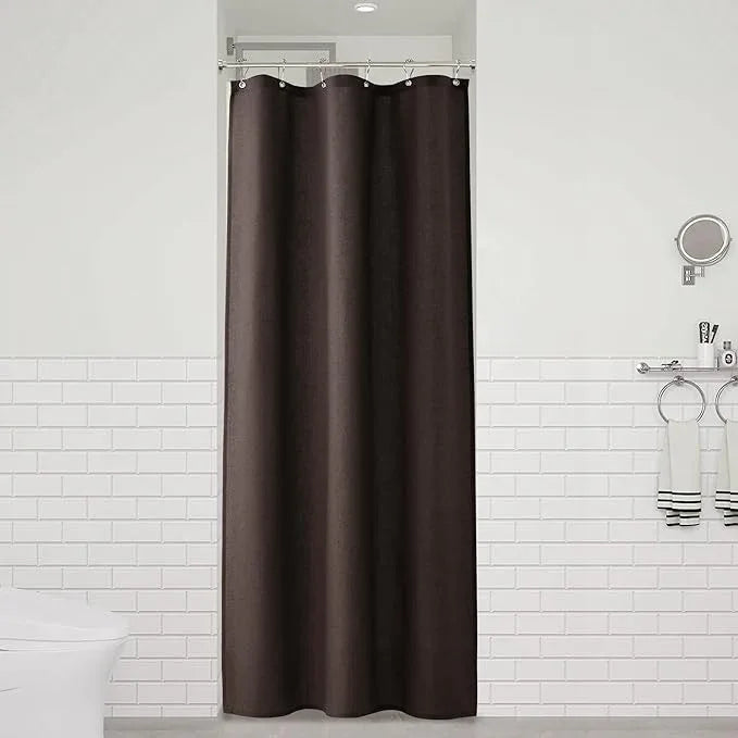 Naturoom Chocolate Brown 36 Inch Shower Curtain - Stall Narrow Half Linen Ultra Thick Fabric Shower Curtain Set with Hooks, Boho Farmhouse Rustic RV Camper Bath Curtains for Bathroom, 36x72 - ModernBath