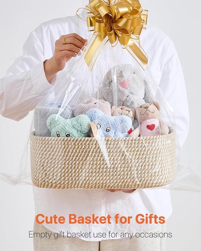Small Woven Basket, 13.5 x 9.5 x 5 Inches, Storage Basket for Organizing, Cute Small Rope Shelf Closet Cube Storage Bins Baskets for Shelves, Dog Toy Gift Baskets Empty, 3 Pack Brown - ModernBath