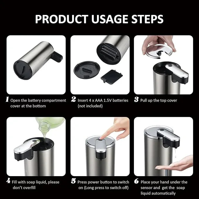 Automatic Soap Dispenser, Automatic Soap Dispenser Touchless, Kitchen & Bathroom, 3 Adjustable Volume for Liquid Soap, Water-Resistant, Hotel, Restaurant and School, Clog-Free, Stainless Steel - ModernBath