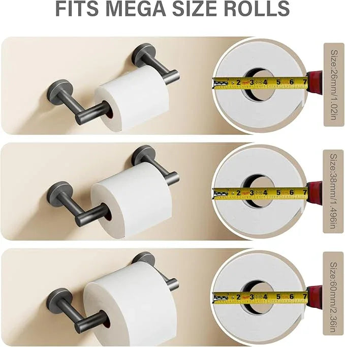 Gray Toilet Paper Holder Wall Mount, Dark Grey Bathroom Toilet Paper Holder for SUS 304 Stainless Steel, Double Post Pivoting Toilet Paper Roll Holder for Bathroom RV Paper Towels for TP - ModernBath