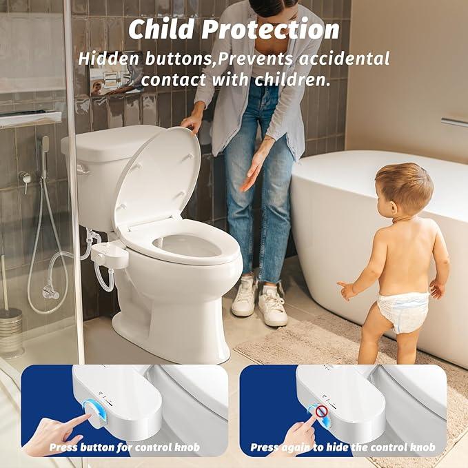 THAMEBA Bidet Attachment for Toilet Seat, Self-Cleaning Bidet Toilet Seat Attachment with Adjustable Bidet Angle (White) - ModernBath