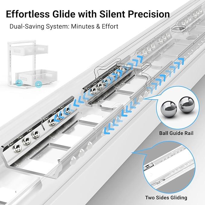 Pull-out Under Kitchen Sink Organizer, Metal Functional Under Sink Organizer, Height Adjustable Under Bathroom Sink Organizer, Under Sink Storage for Kitchen Bathroom Cabinet (White) - ModernBath