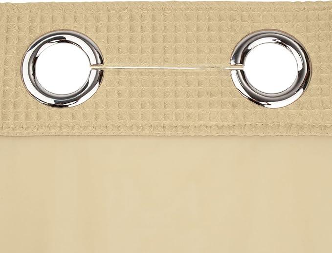 River Dream Linen Fabric Shower Curtain Set, Cotton Blend, Waffle Weave, with Snap in Replacement Liner，71 x 74 inches - ModernBath