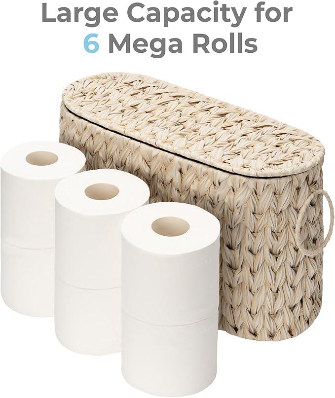 GRANNY SAYS Toilet Paper Storage Basket with Lid, Freestanding Toilet Paper Holder, Bathroom Organizers and Storage, Wicker Basket for Bathroom Storage, Butter Milk - ModernBath