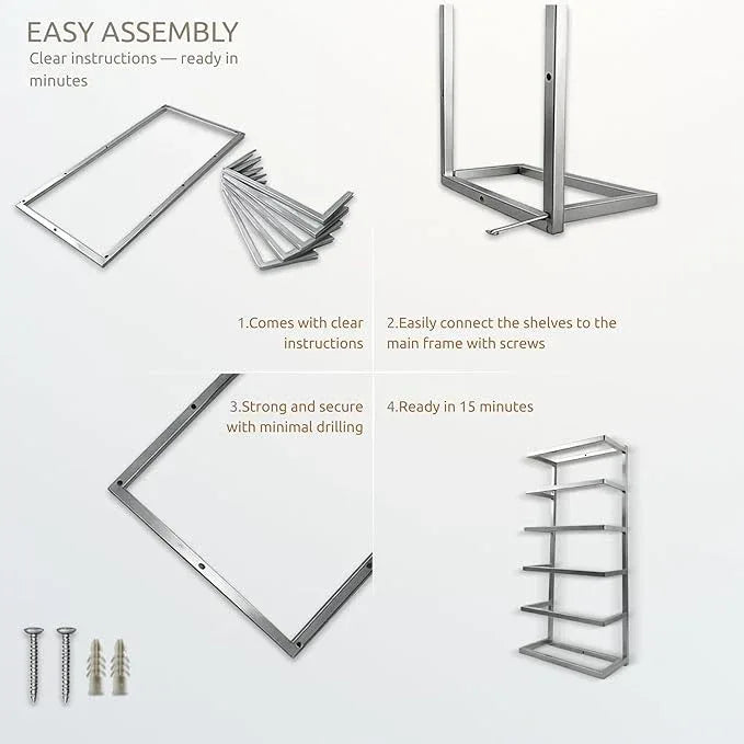 Modern Tiered Towel Rack - Wall-Mounted Metal Towel Shelf for Bathroom, Space-Saving Storage for Towels, Organizers, and Home Decor (Satin Nickel, 6-Tier) - ModernBath