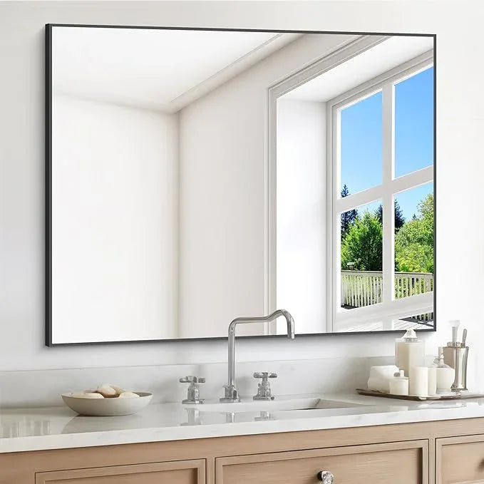 DESBING Black Bathroom Mirror for Wall, 30x36 Inch Rectangle Mirrors with Metal Frame, Modern Vanity Wall Mirror Decor for Entryway Hangs, Bathroom Living Room Horizontal or Vertical - ModernBath
