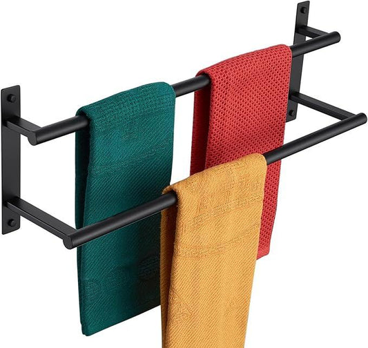 KOKOSIRI 20 Inch Double Towel Bar Bath Towel Racks Bathroom Towel Holder Towel Storage Towel Shelf Wall Mounted Stainless Steel Matte Black B5010BK-L20 - ModernBath