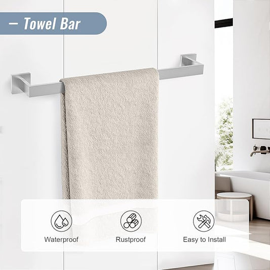YACVCL 5 Pieces Brushed Nickel Bathroom Accessorie Set 23.6 Inch Towel Bar Set SUS304 Stainless Steel Towel Holder Set for Bathroom,Toilet Paper Holder with Shelf Wall-Mounted Bathroom Hardware Set