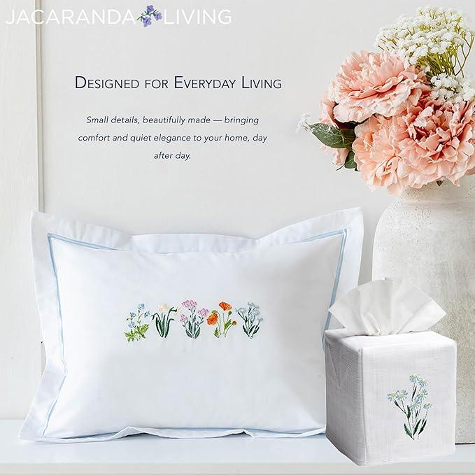 Jacaranda Living Square Tissue Box Cover, Linen/Cotton Fabric Tissue Holder, Decorative Cloth Tissue Cube Cover, Coastal Designs Crab (Blue) - ModernBath
