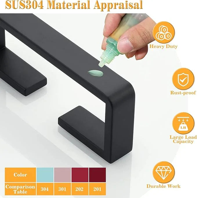 Alise 8'' Towel Bar for Bathroom,Hand Towel Holder Towel Rack for Bathroom Wall Mount,SUS304 Stainless Steel Towel Rail Towel Hanger for Walls,Matte Black - ModernBath
