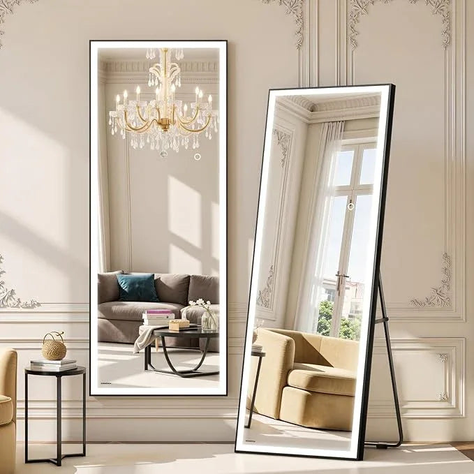 Kosmonia 71x24 Full Length Mirror, Dimmable 3 Color LED Light w/Light Memory, Distortion Free Silver Coating Mirror, HD Reflection &Anti Desilvering,Tempered Glass &Shatter Proof Film Doubles Safety - ModernBath