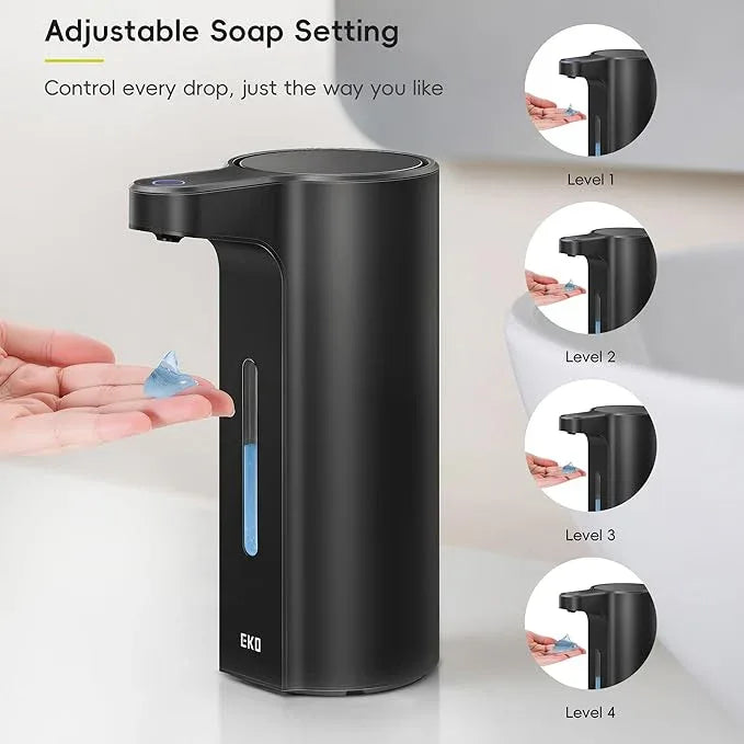 EKO Aroma Pro 13.5 fl oz Touchless Automatic Liquid Soap Dispenser, Rechargeable Hand & Dish Soap Dispenser for Bathroom and Kitchen, Waterproof, Adjustable Volume Control (Matte Black) - ModernBath