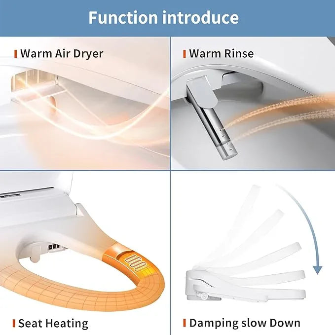 KERDE Electric Bidet Toilet Seat,Bidets For Existing Toilets,Rlongated,One-click Intelligent Operation, Warm Water Cleaning,Slow Close,Seat Cushion Keep Constant Temperature In Winter (Armrest) - ModernBath
