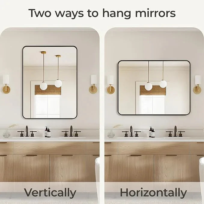 USHOWER Black Bathroom Mirrors for Over Sink 30 x 40 Inch, Metal Frame Rectangle Vanity Mirror, Modern Farmhouse, Wall Mounted for Bedroom, Living Room, Entryway Remodel & Upgrade - ModernBath