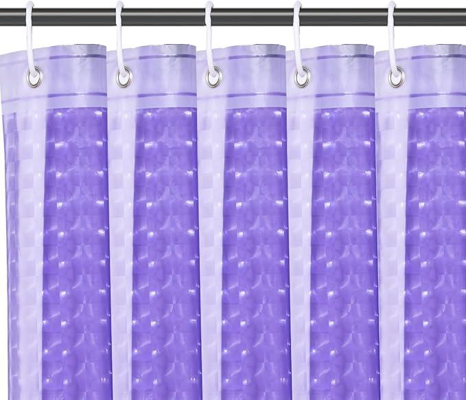 LQFMEHOT EVA Purple Shower Curtain Liner, 3D Plastic 5G Shower Liner with 12 Rustproof Metal Grommets and Weighted Magnets, Waterproof Duty for Bathroom 72 x 72 - ModernBath