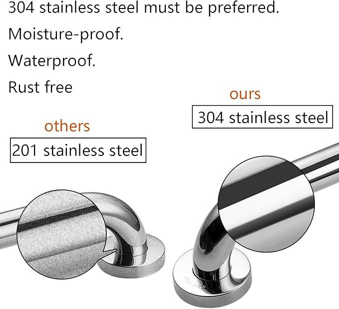 Rockgoya Shower Grab Bar, 2 Pack 24 Inch Bathroom Grab Bar, 304 Stainless Steel 1.25" Diameter Anti-Slip Handicap Grab Bar Support Shower Rail Senior Handrail Shower Safety Bar Handle - ModernBath