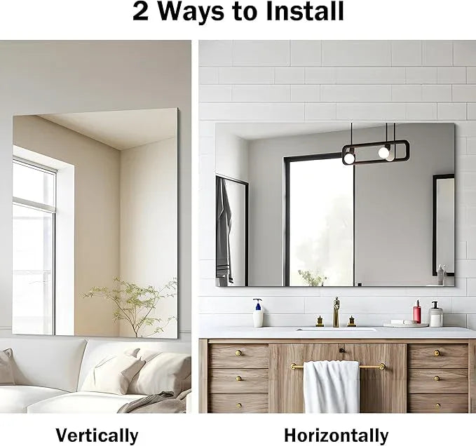 CILIBER Frameless Mirror, 30x40 Inch Rectangle Bathroom Mirrors for Wall, Upgraded Shatterproof Large Vanity Mirror Over Sink with Polished Edge for Bathroom, Bedroom, Living Room and Entryway - ModernBath