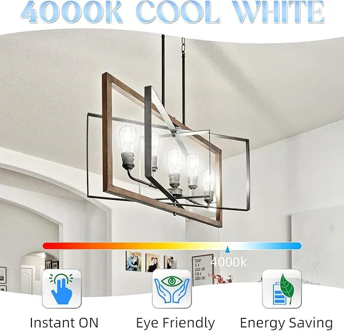 Edison Bulbs, E26 LED Bulb 60 watt Equivalent, Non-Dimmable, Cool White 4000K, ST58 Vintage Light Bulbs, 90+ CRI, 6W, 600LM, E26 Medium Base, Clear Glass, 12 Pack - ModernBath