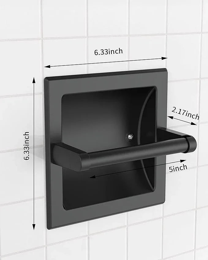 Toilet Paper Holder 2 Pack, Recessed Pivoting Toilet Paper Holder Wall Mount Stainless Steel for Large Rolls in Bathroom (Matte Black) - ModernBath