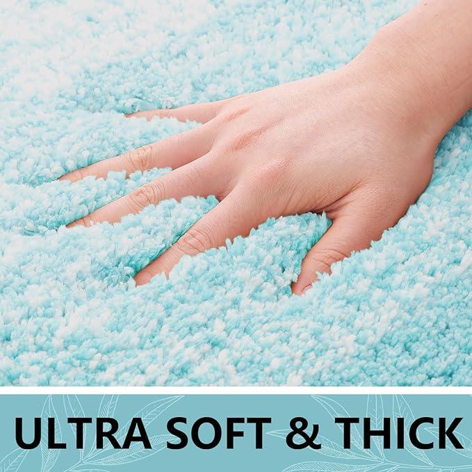 Arotive Microfiber Bathroom Rugs, Shaggy Soft and Absorbent Bath Rug, Non-Slip, Thick Plush Machine Washable Dry Bath Mats for Bathroom, Tub and Shower, 24x16, Sky Blue, Rectangular - ModernBath