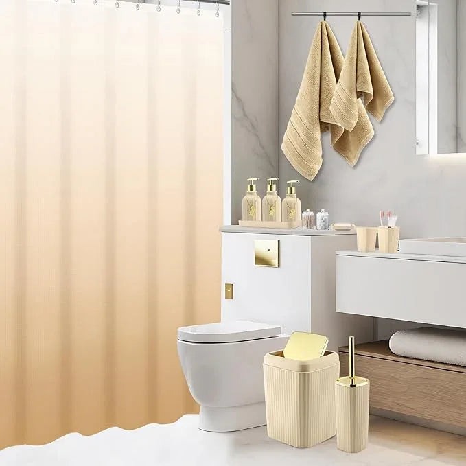 WSBArt 32PCS Bathroom Accessories Set Bathroom Set,Beige Shower Curtain Set,Bath Towel Set,Hand Towel,Toilet Brush,Trash Can & 3PCS Soap Dispenser - ModernBath