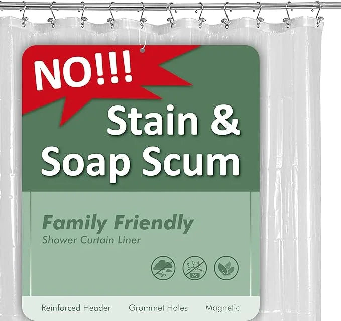 Barossa Design Plastic Shower Liner Clear - Premium PEVA Shower Curtain Liner with Rustproof Grommets and 3 Magnets, Waterproof Cute Lightweight Standard Size Bathroom Curtains - Clear - ModernBath