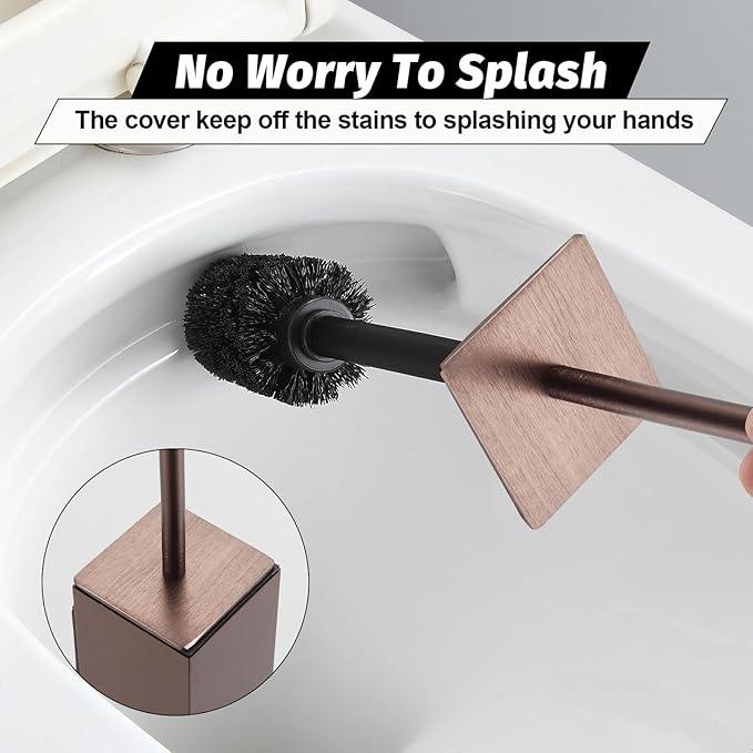 BGL Toilet Brush and Holder Set Rose Gold Wall Mounted for Bathroom Square Design - ModernBath
