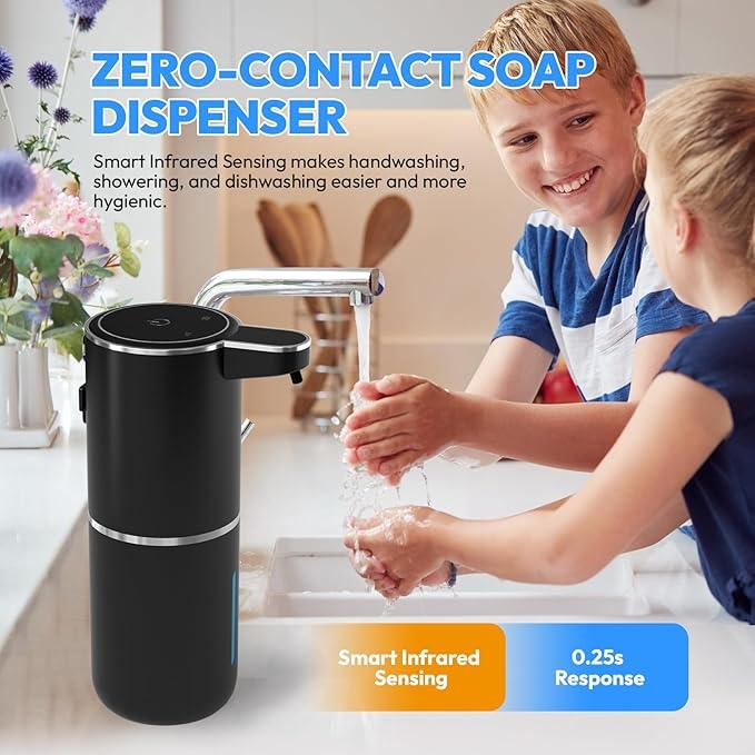 MTYGK Automatic Foaming Soap Dispenser,Touchless Foam Soap Dispenser,12.8oz Rechargeabled Wall Mounted Smart for Bathroom and Kitchen Dish Soap,Easy for Toddlers(Black) - ModernBath