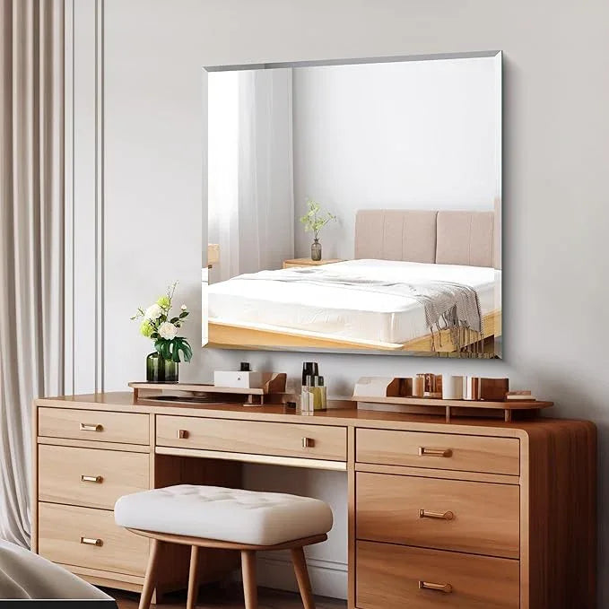 CILIBER Beveled Mirror, 36x36 inch Square Bathroom Mirrors for Wall, 3mm Tempered Glass, Upgraded Shatterproof Frameless Vanity Mirror Over Sink for Bathroom, Bedroom, Living Room and Entryway - ModernBath