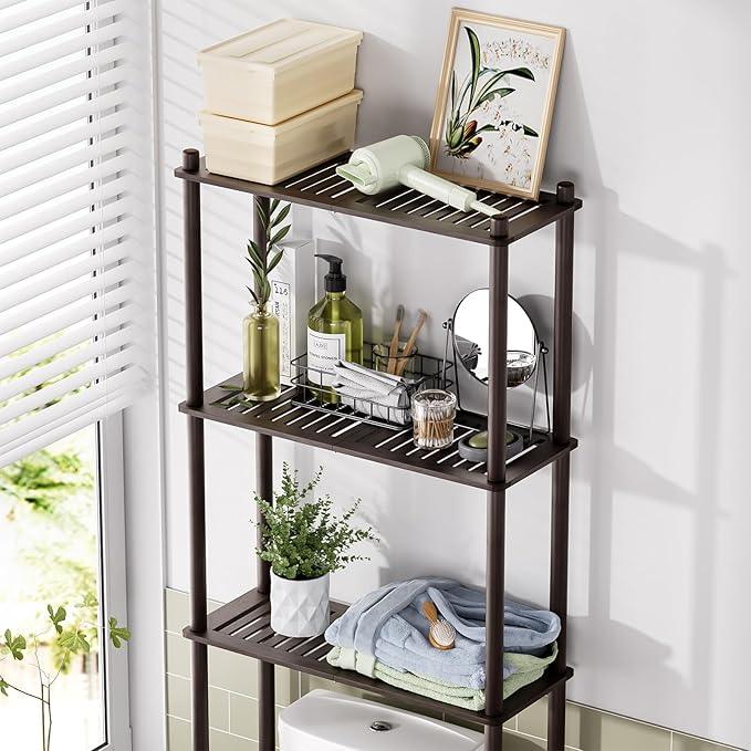 AmazerBath Bamboo Over The Toilet Storage Shelf, Over Toilet Bathroom Organizer Rack, 3-Tier Bathroom Shelves Over Toilet, Space Saver, Espresso - ModernBath